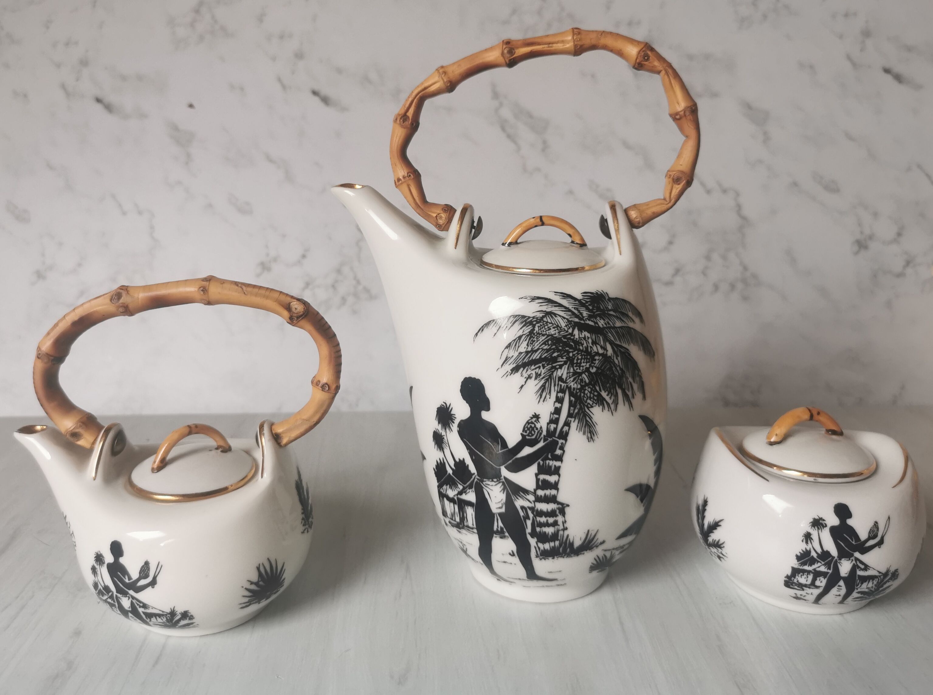 Coffee service African porcelain décor from Limoges