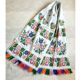 Old folk Romanian floral decorative towel with tassels, table runner, with rich cross stitched design made on home handmade cotton fabric