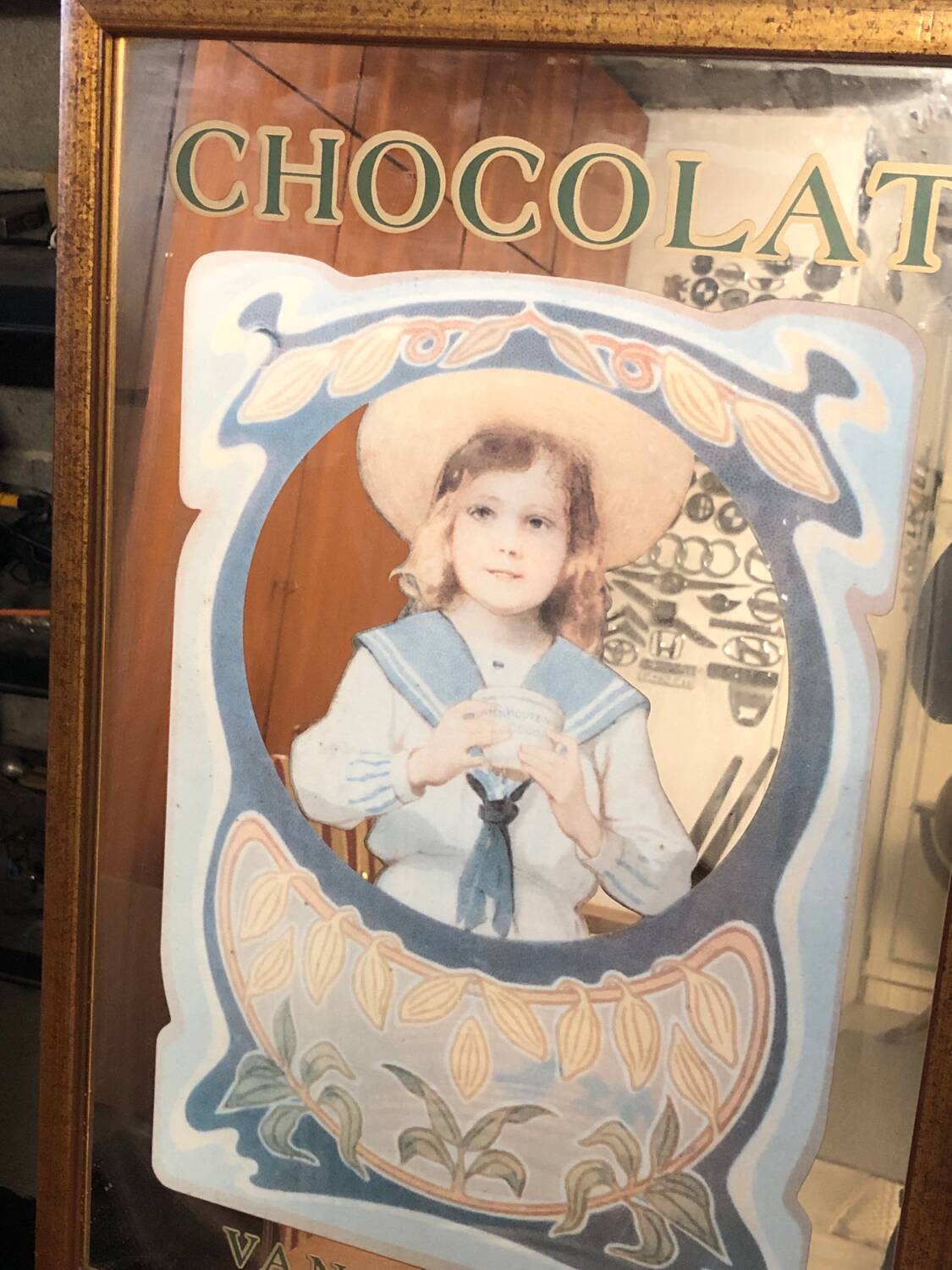 Old advertising mirror, Van Houten