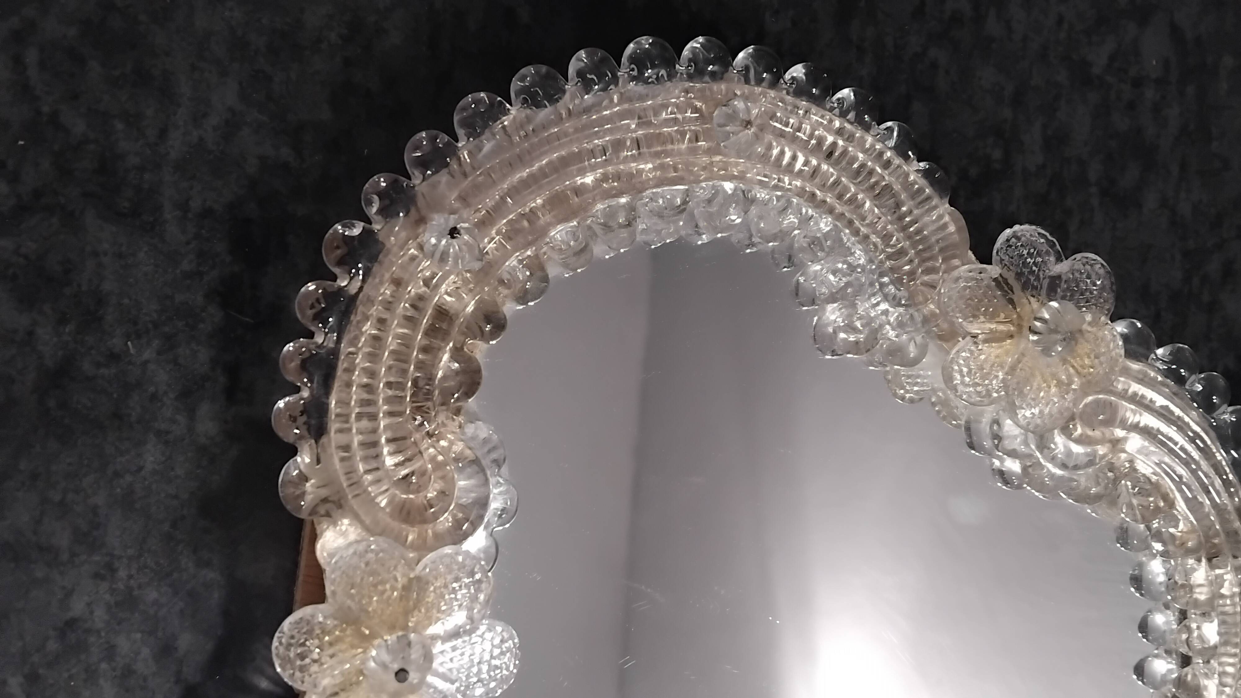 Vintage tabletop mirror, venetian murano glass