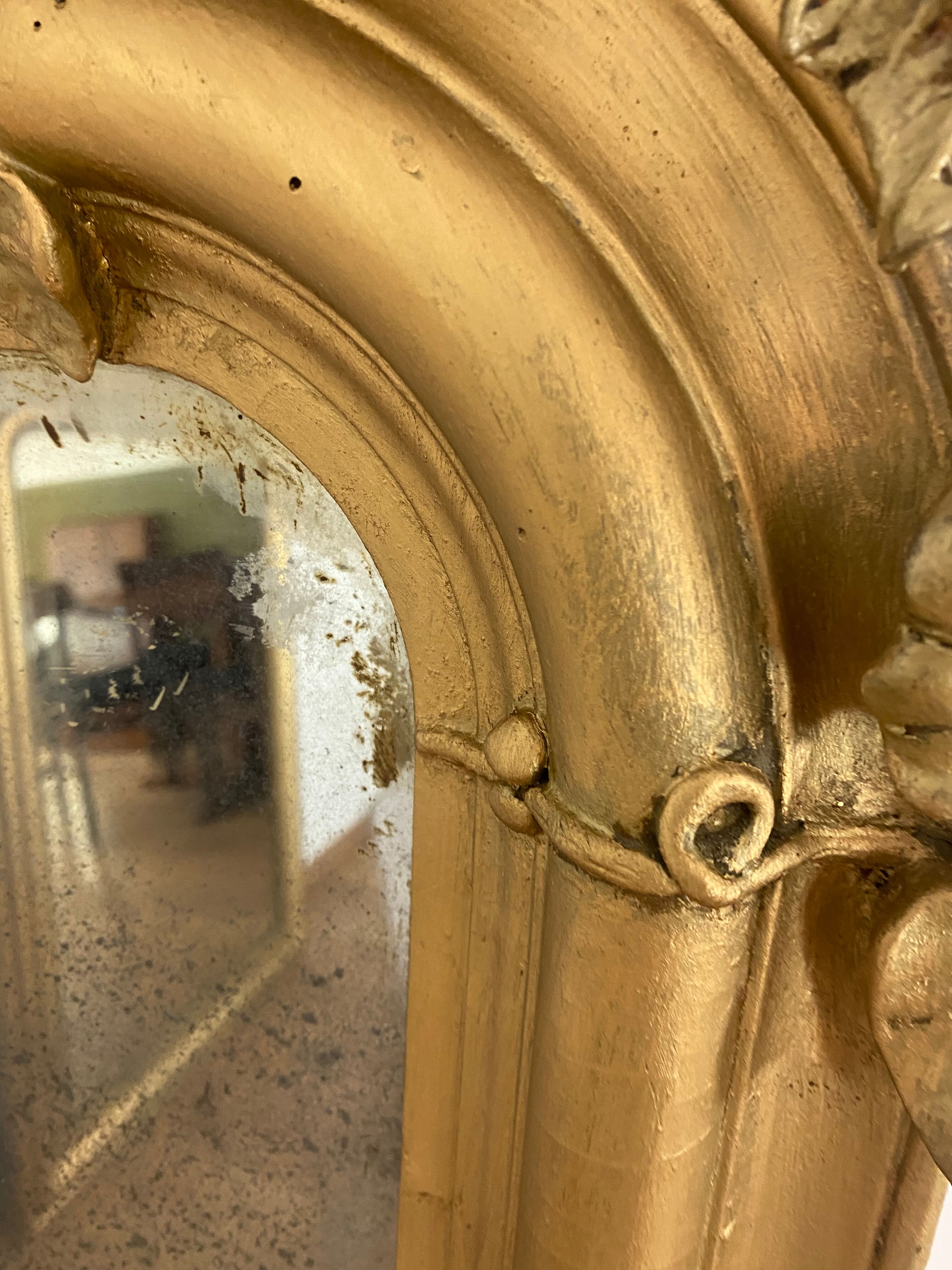 Old mirror with pediment 162x82cm
