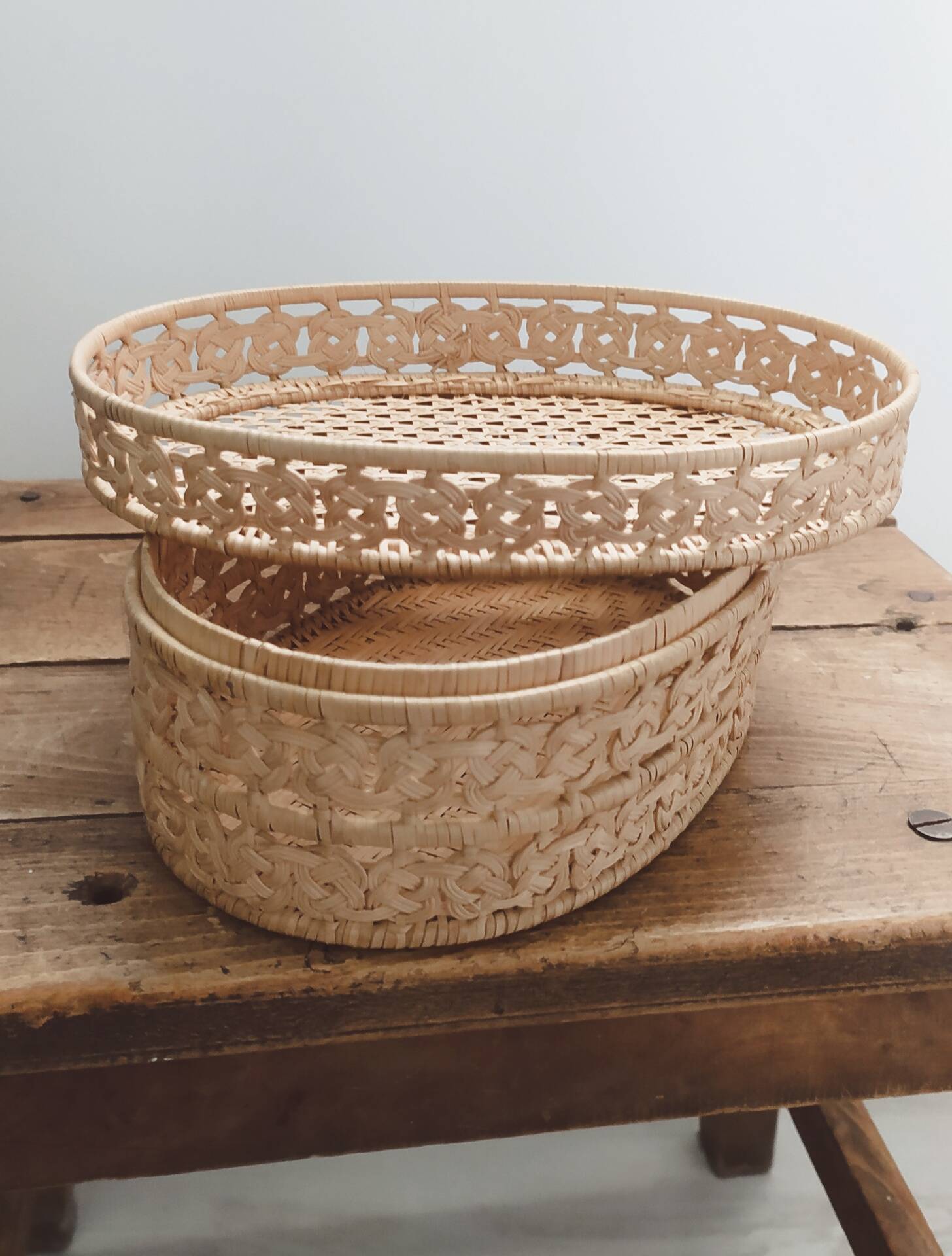 Vintage woven rattan box, case