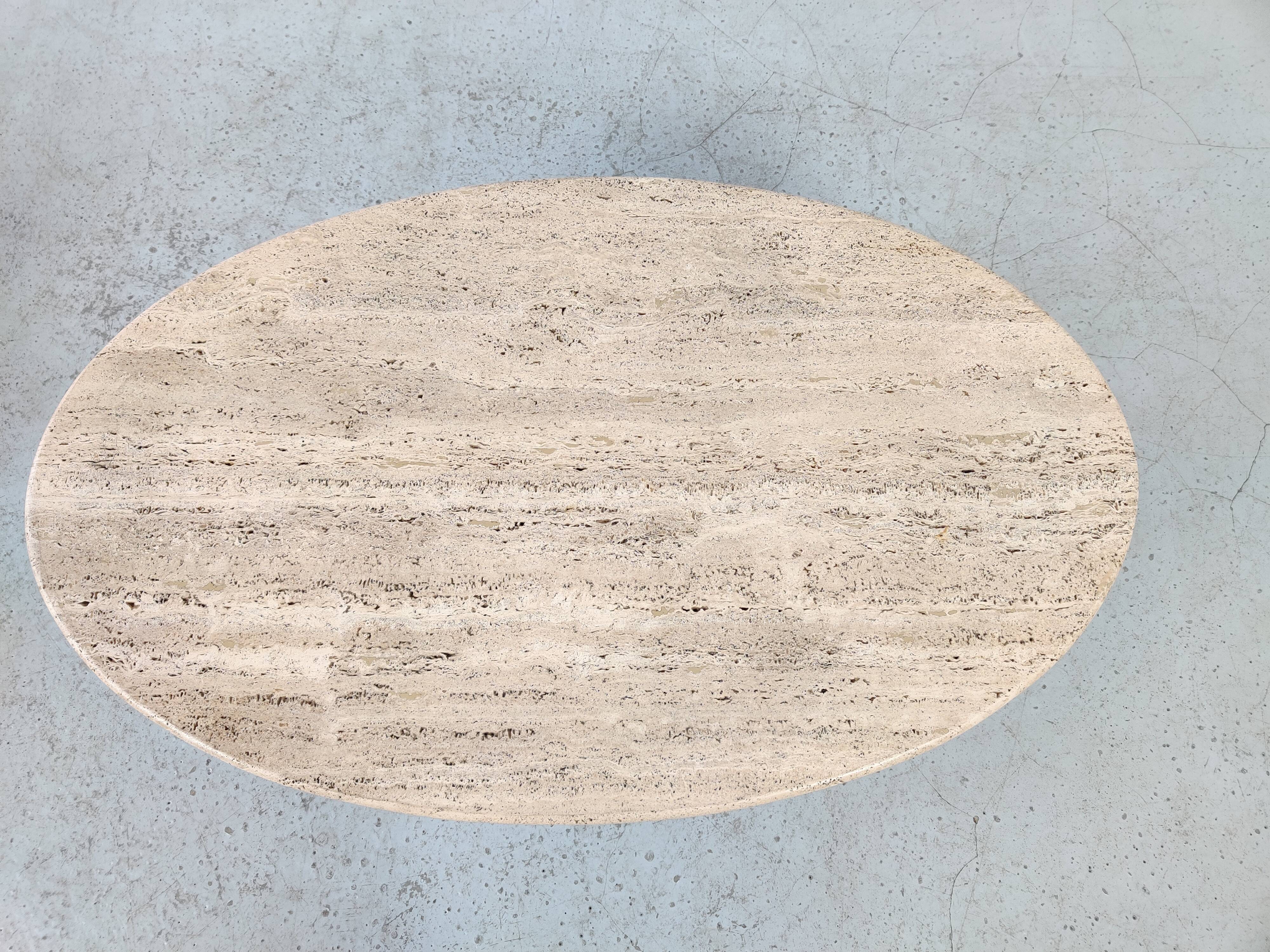 Oval travertine coffee table by Peter Draenert, 80s
