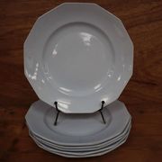 6 assiettes plates octogonales en faïence Moulin des loups couleur Bleu pâle
