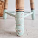 Tabouret tripode bois et assise rayée