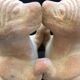 Pre-columbian style terracotta sculpture dancing fat dogs from colima mexico culture