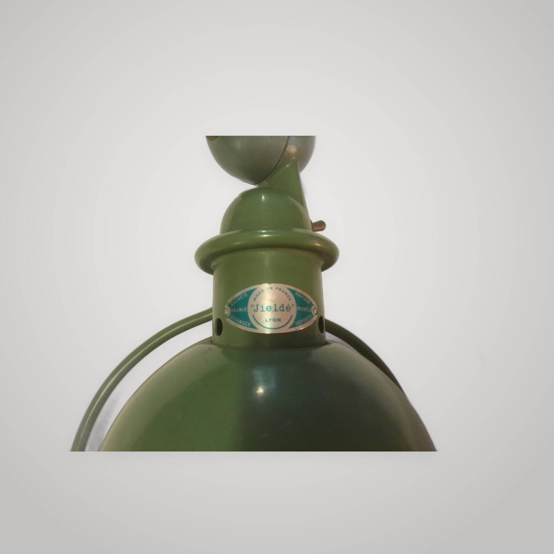 Lampe JIELDE industrielle vintage articulée en métal vert – Loft Design
