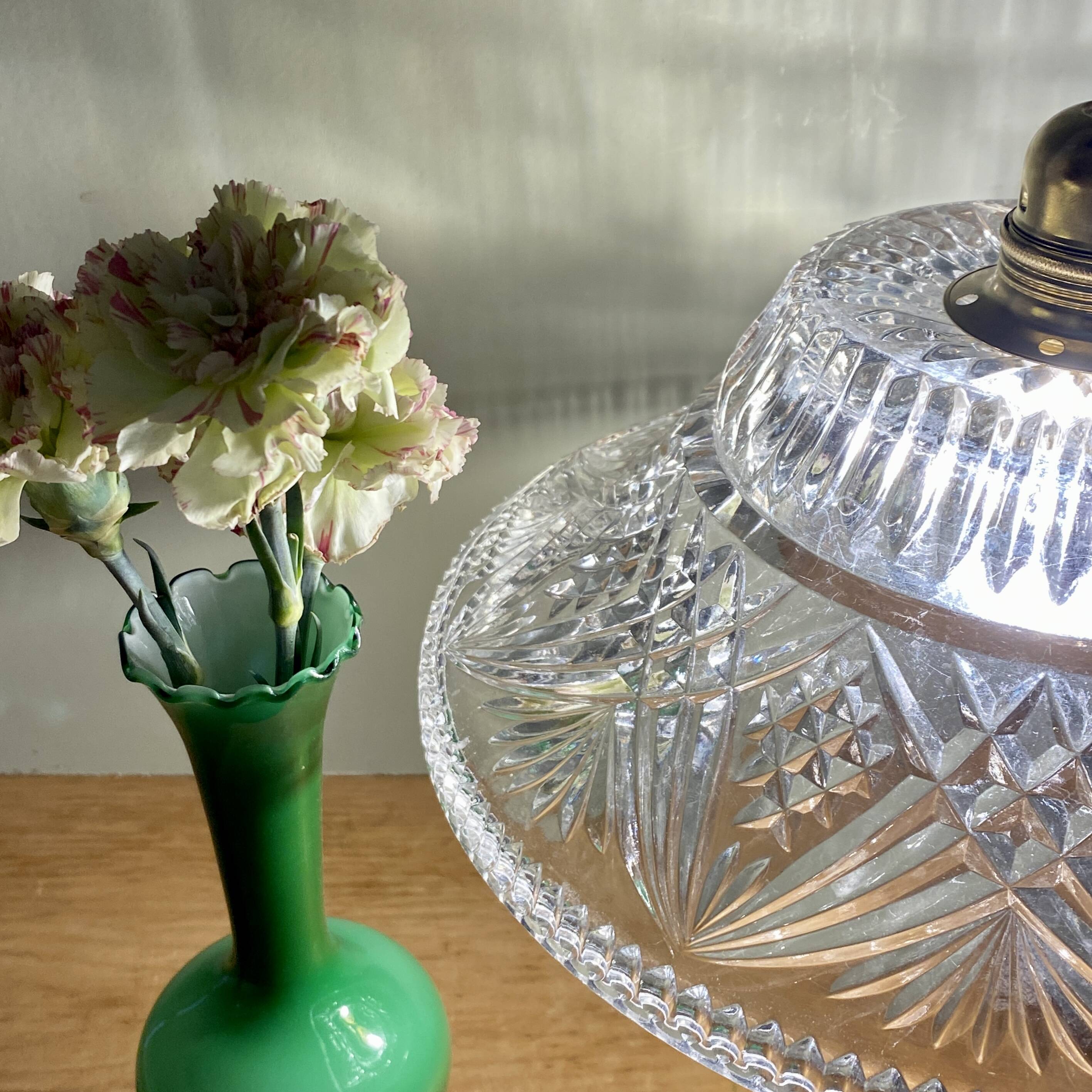 Vintage molded glass lampshade pendant light - tableware collection -