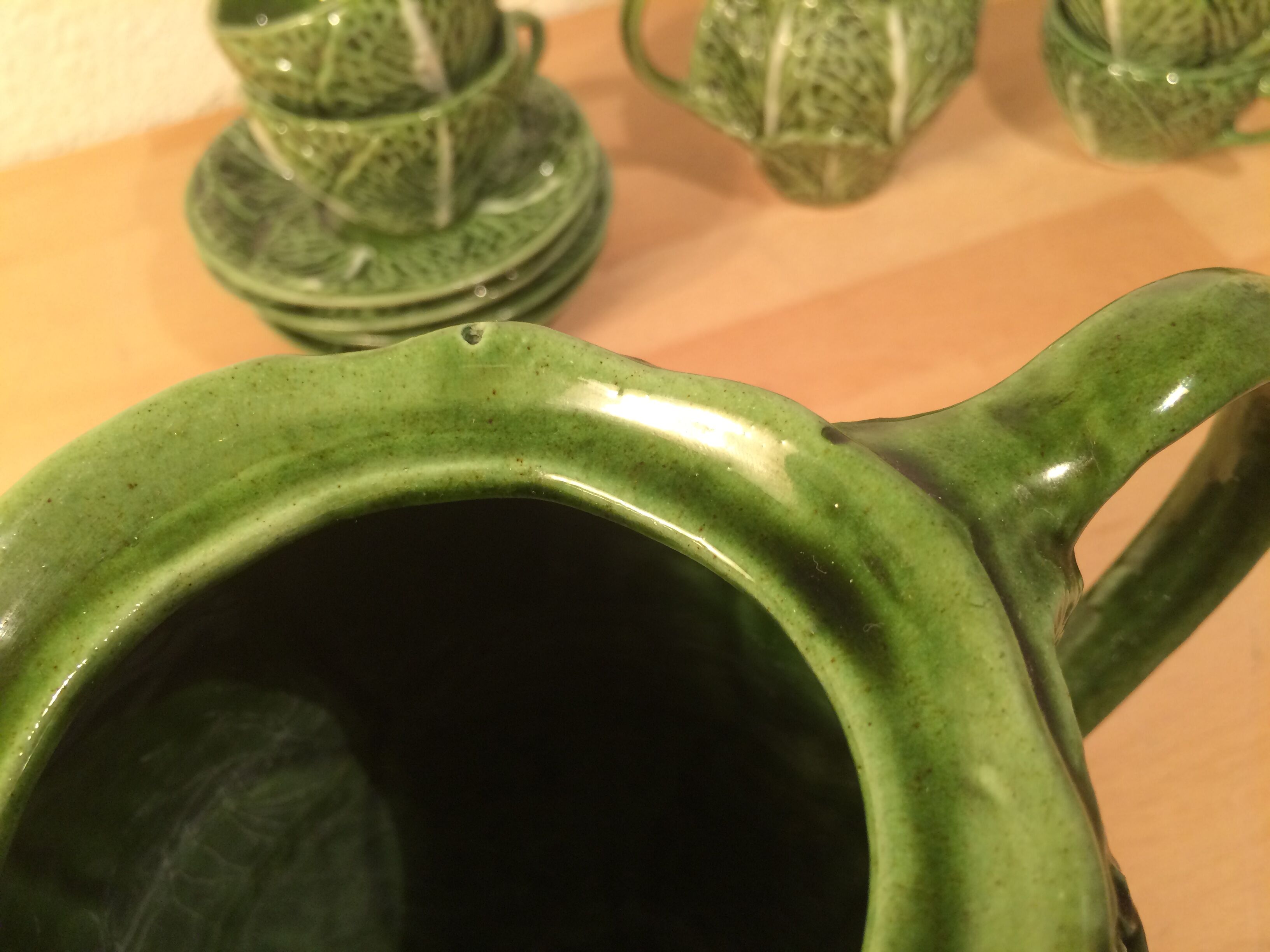 Ceramic cabbage tea set 4 cups teapot milk pot