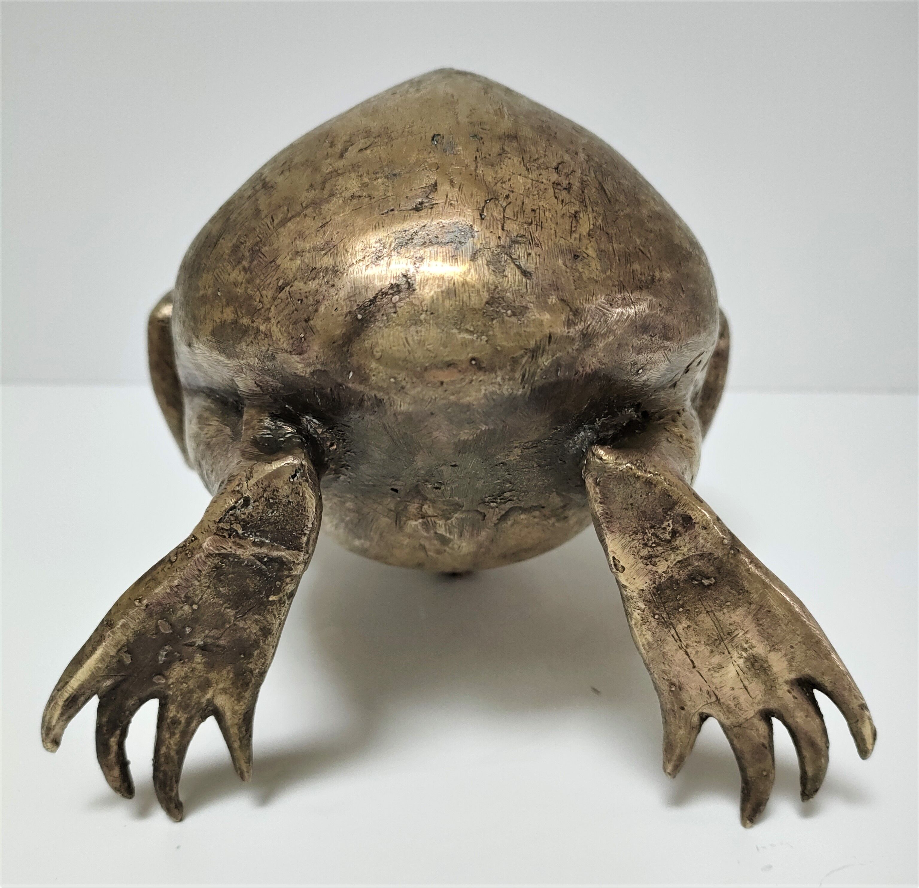 Patinated brass sculptural frog 60s