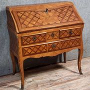 Louis XV period curved secretary desk in marquetry, circa 1750
