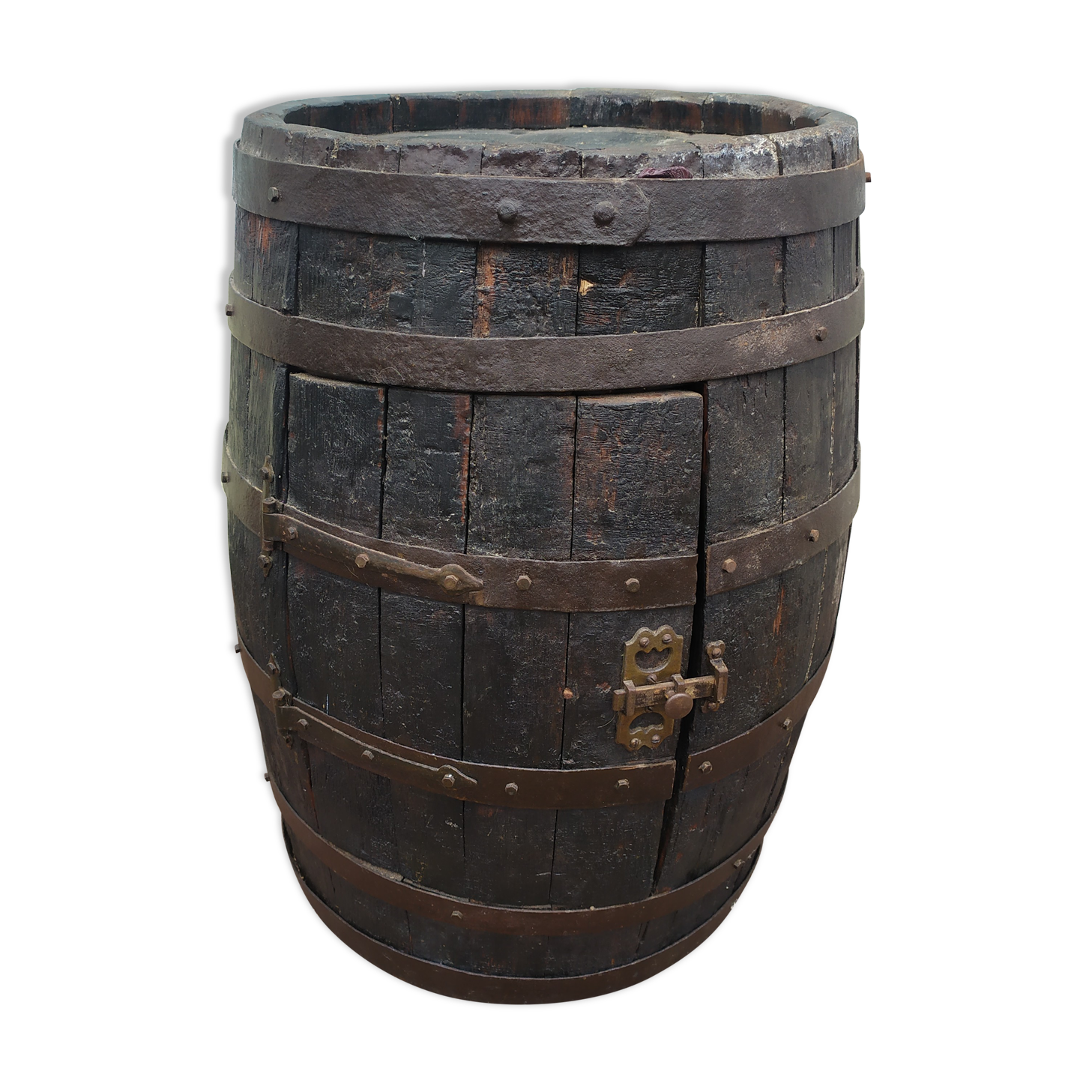 Bar tonneau bois - 71cm - sur roulette