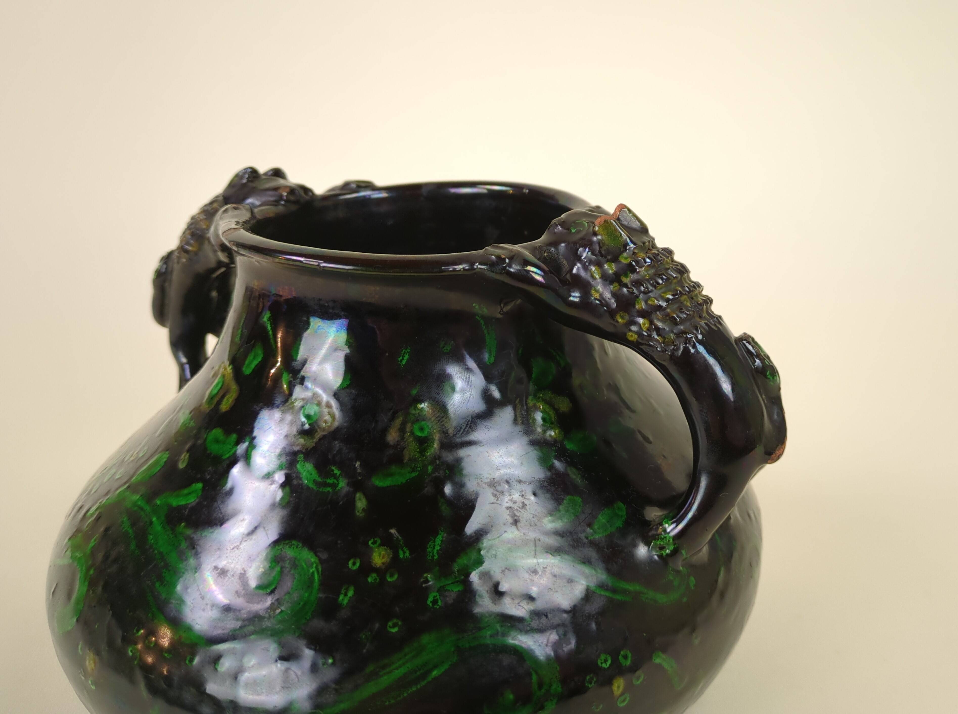 Spanish pottery vase with two handles