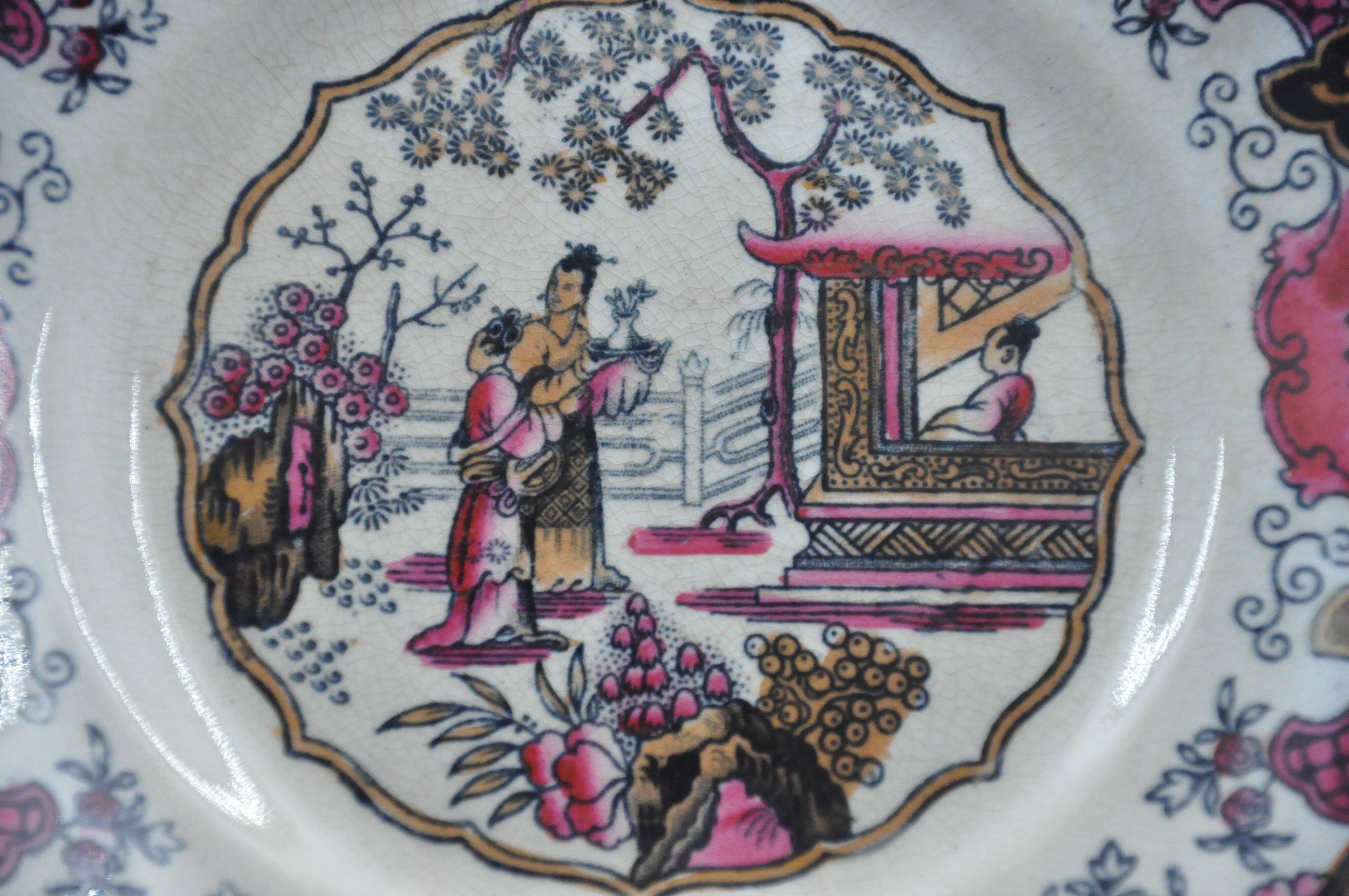 6 Plates Canton 1860 drawing edited by Boch Frères