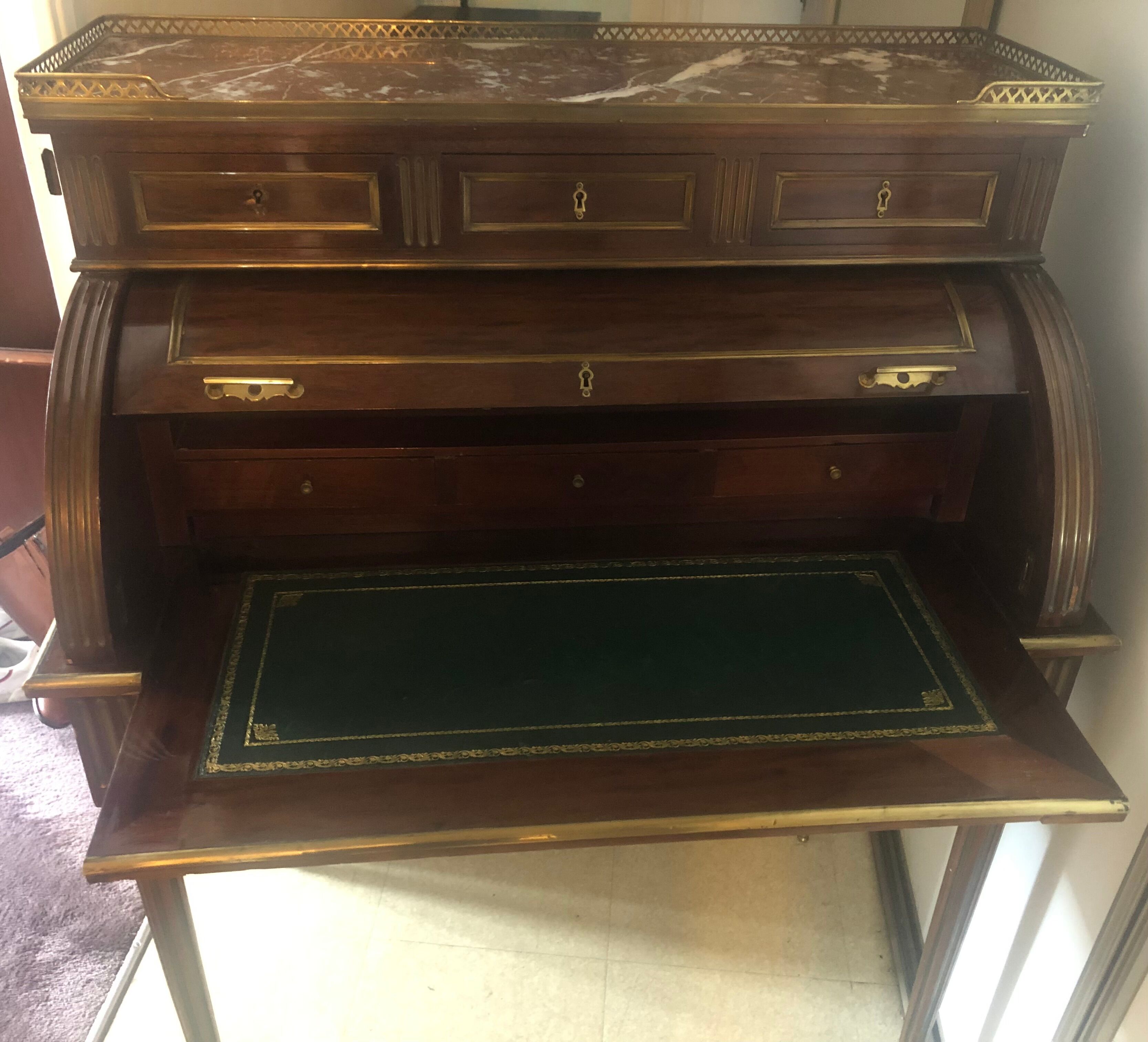 Mahogany plated cylinder desk