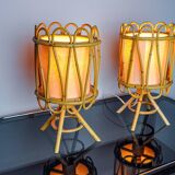 Paire de lampes de table en rotin, Italie, 1960