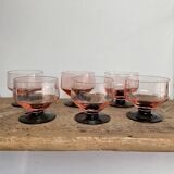 6 pink bowls with black stems
