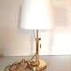 Lampe en laiton, abat-jour en tissu vert pastel, style art deco