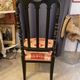 Fireplace or changing chair period 1900 in black lacquered wood and printed fabric
