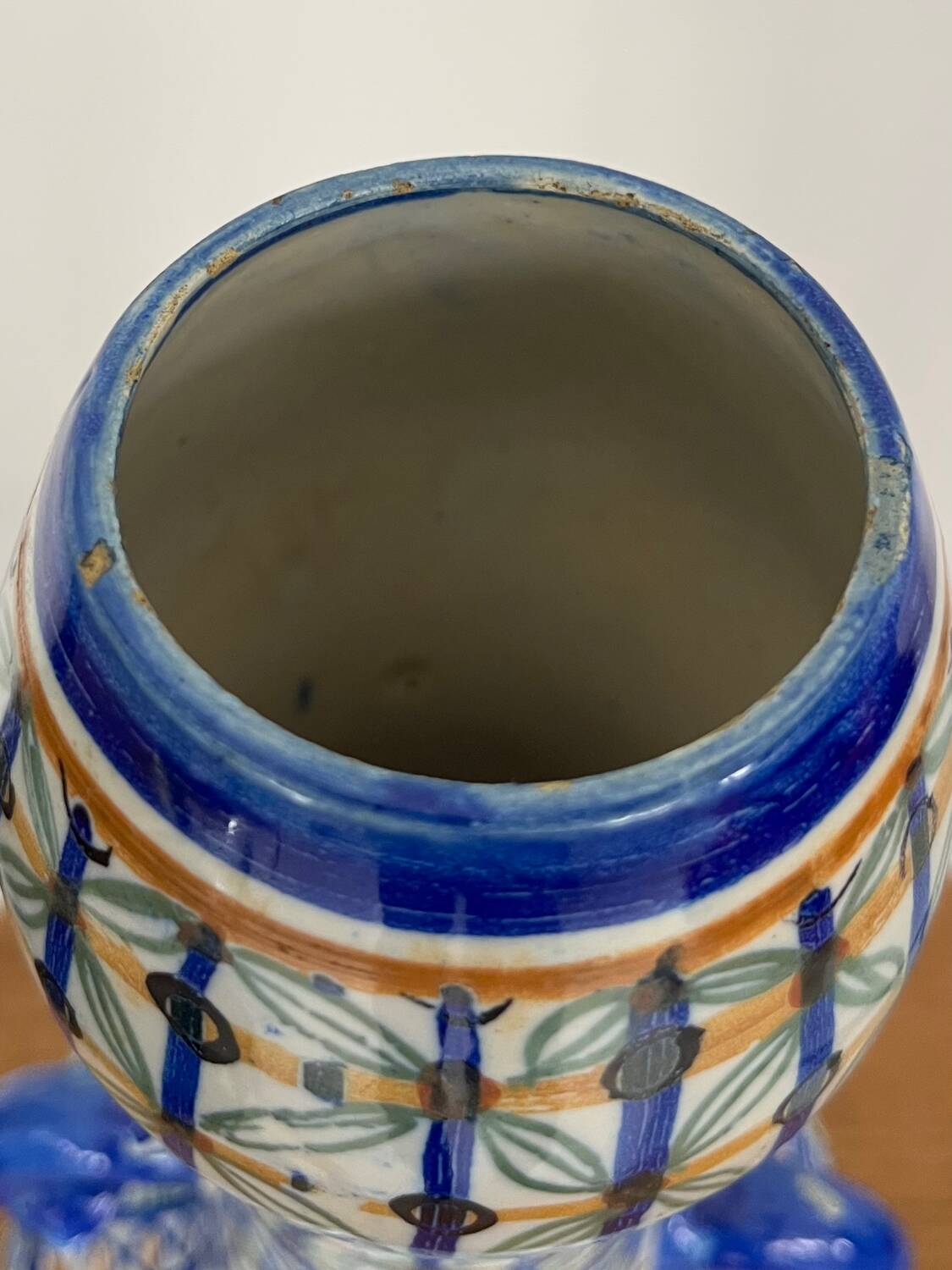 Ancient majolica earthenware vase