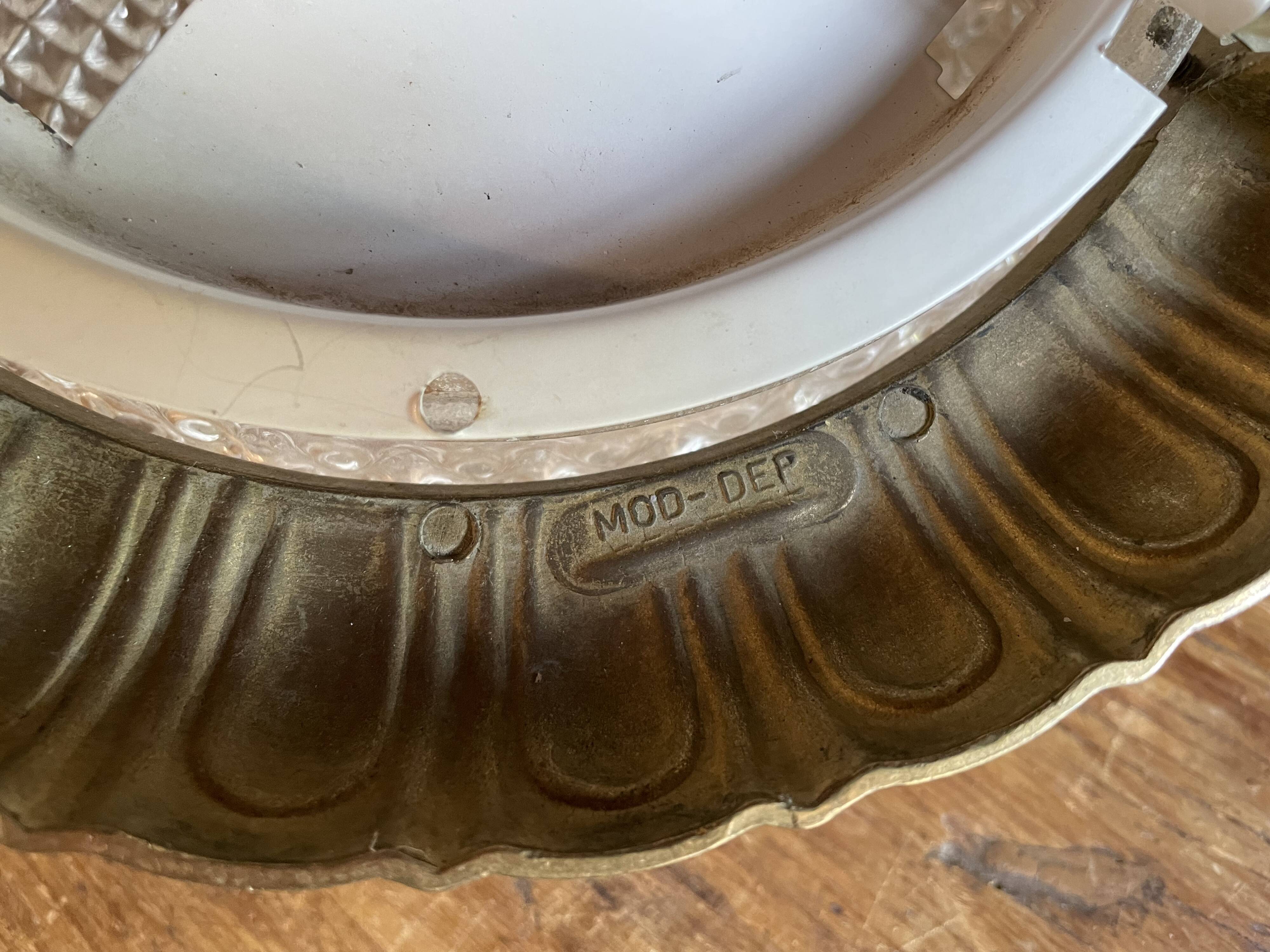 Vintage glass and brass ceiling lamp