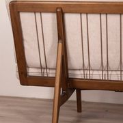 Canapé vintage des années 60 en bois de teck et tissu design danois