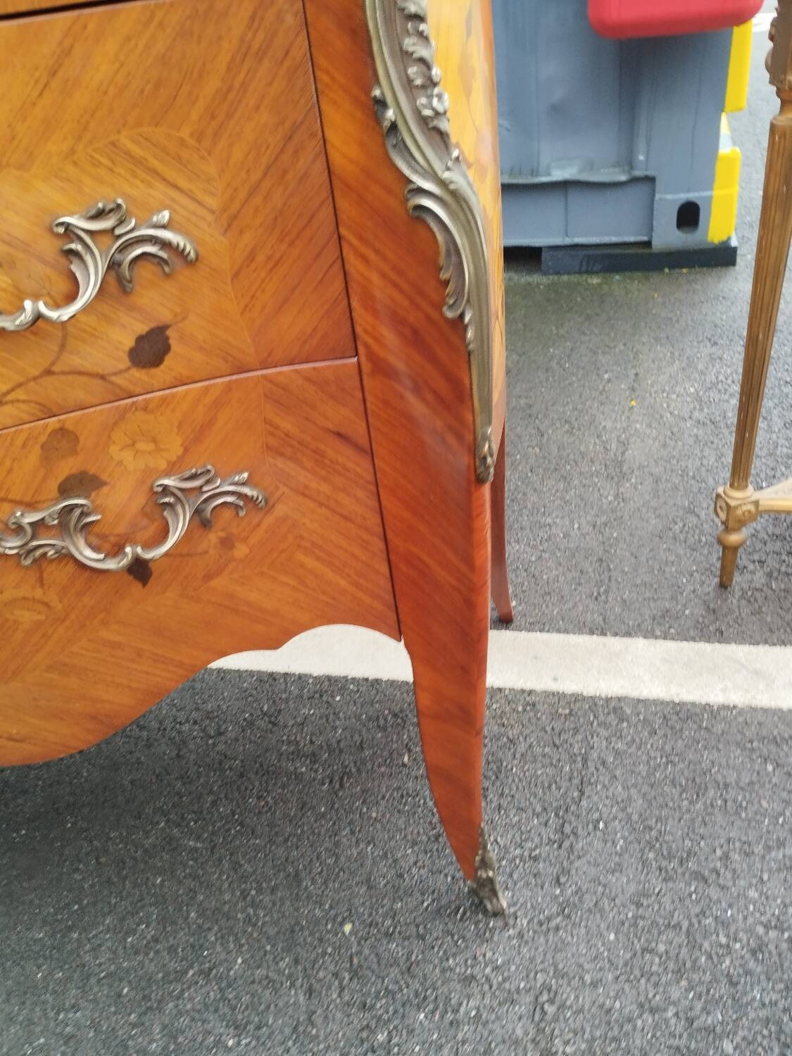 Old louis xv style marquetry chest of drawers