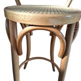 Set di 5 Sgabelli Thonet Style in Legno Curvato e Paglia di Vienna '70