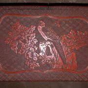Japanese cabinet in cinnabar red lacquer, Japan Meiji era