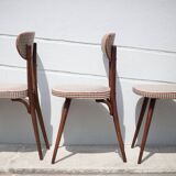 Set of 3 Baumann chairs model 732g2, bistro chair, wooden chair and vinyl fabric, kitchen, retro