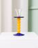 Murano Glass Candleholder - Postmodern Memphis Milano 1980s, Yellow Stem, Cobalt Base, Clear Cup