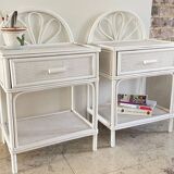 Pair of Vintage Rattan Bedside Tables