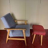 Śnieżka armchair from the 1970s./ gray patterned velor