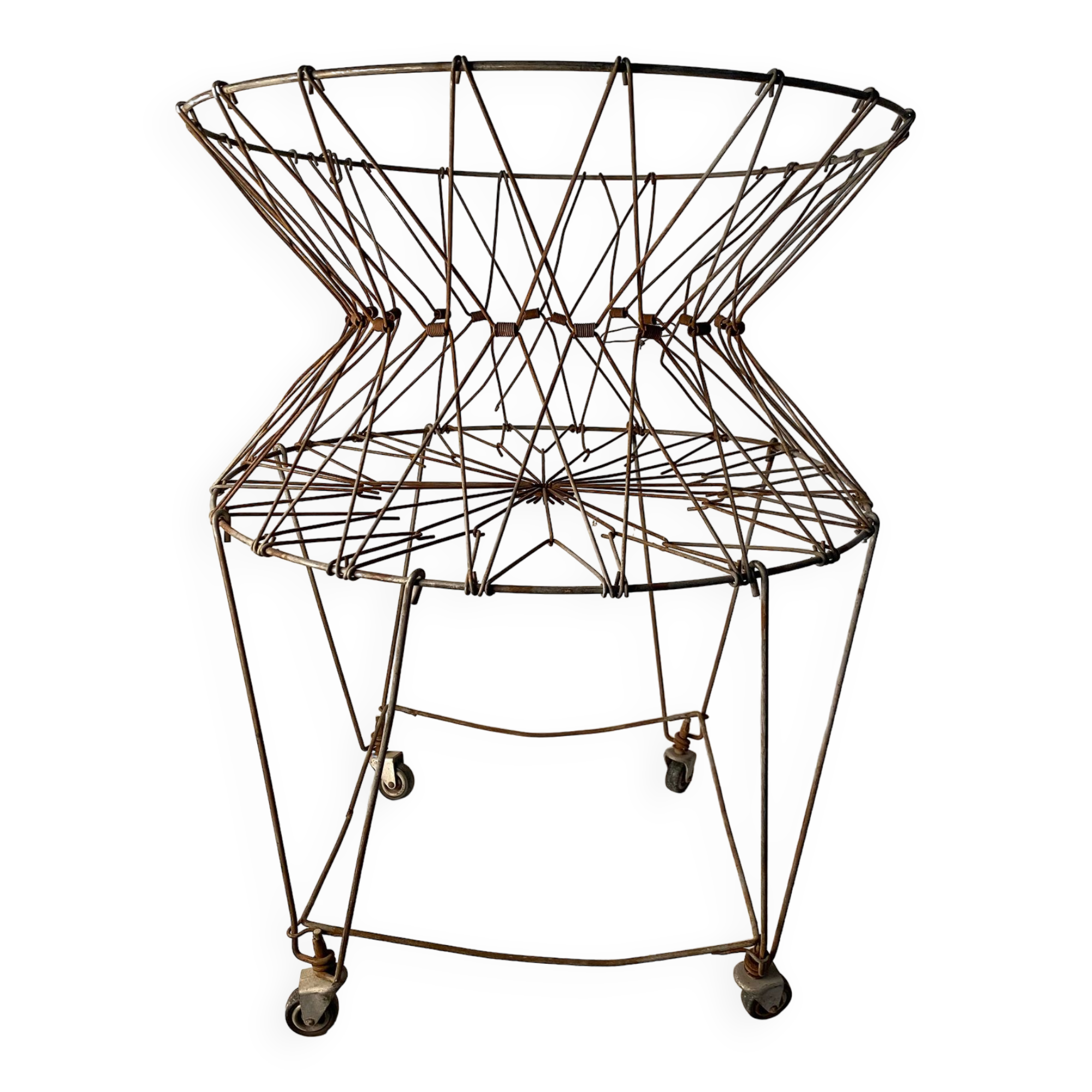 Old vintage foldable laundry basket