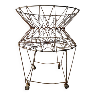 Old vintage foldable laundry basket