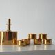 Gold-Plated Brass Set by Pierre Forssell for Skultuna, Sweden, 1970s, Set o