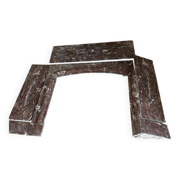 Antique veined red marble fireplace – 19th century
