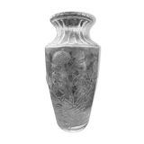 Old large molded glass vase with thistle decoration