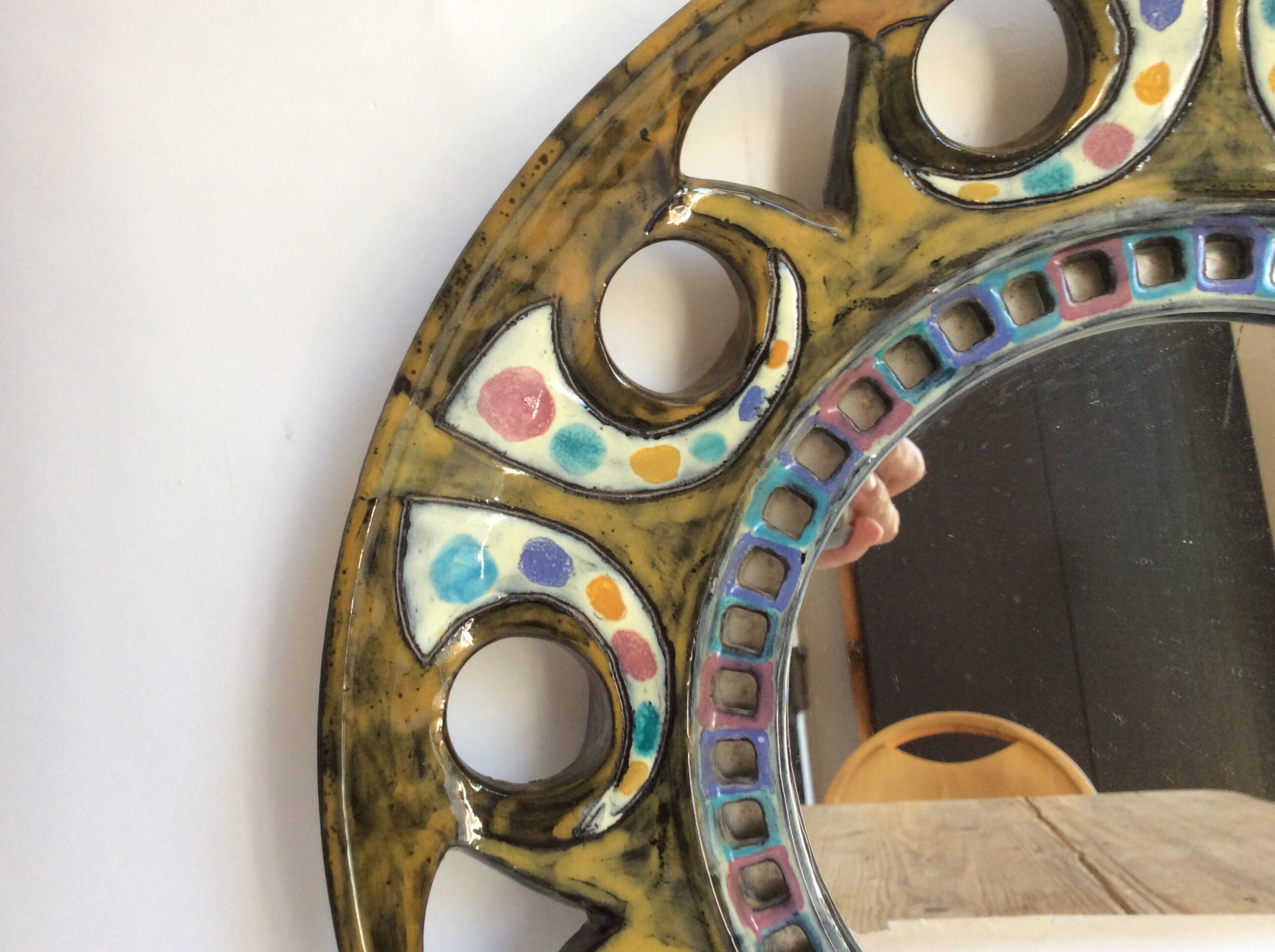 Ceramic mirror from the 1960s 32cm