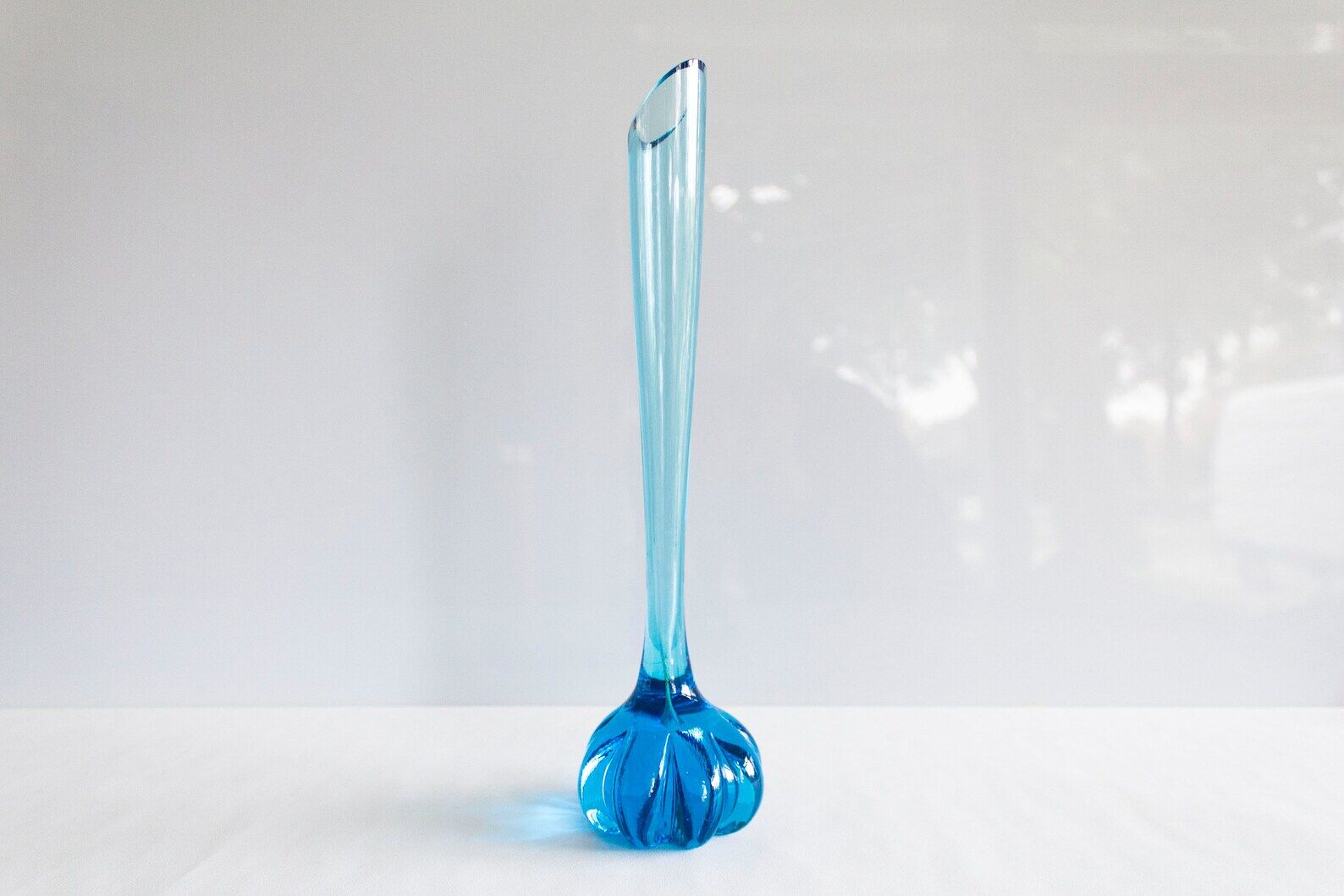 Vintage bright blue glass vase