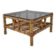 Italian bamboo coffee table with smoked glass, 1970s