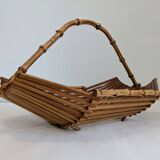 Vintage wooden and bamboo fruit basket