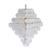 Huge Vintage Italian Chandelier with White Murano Glass Discs