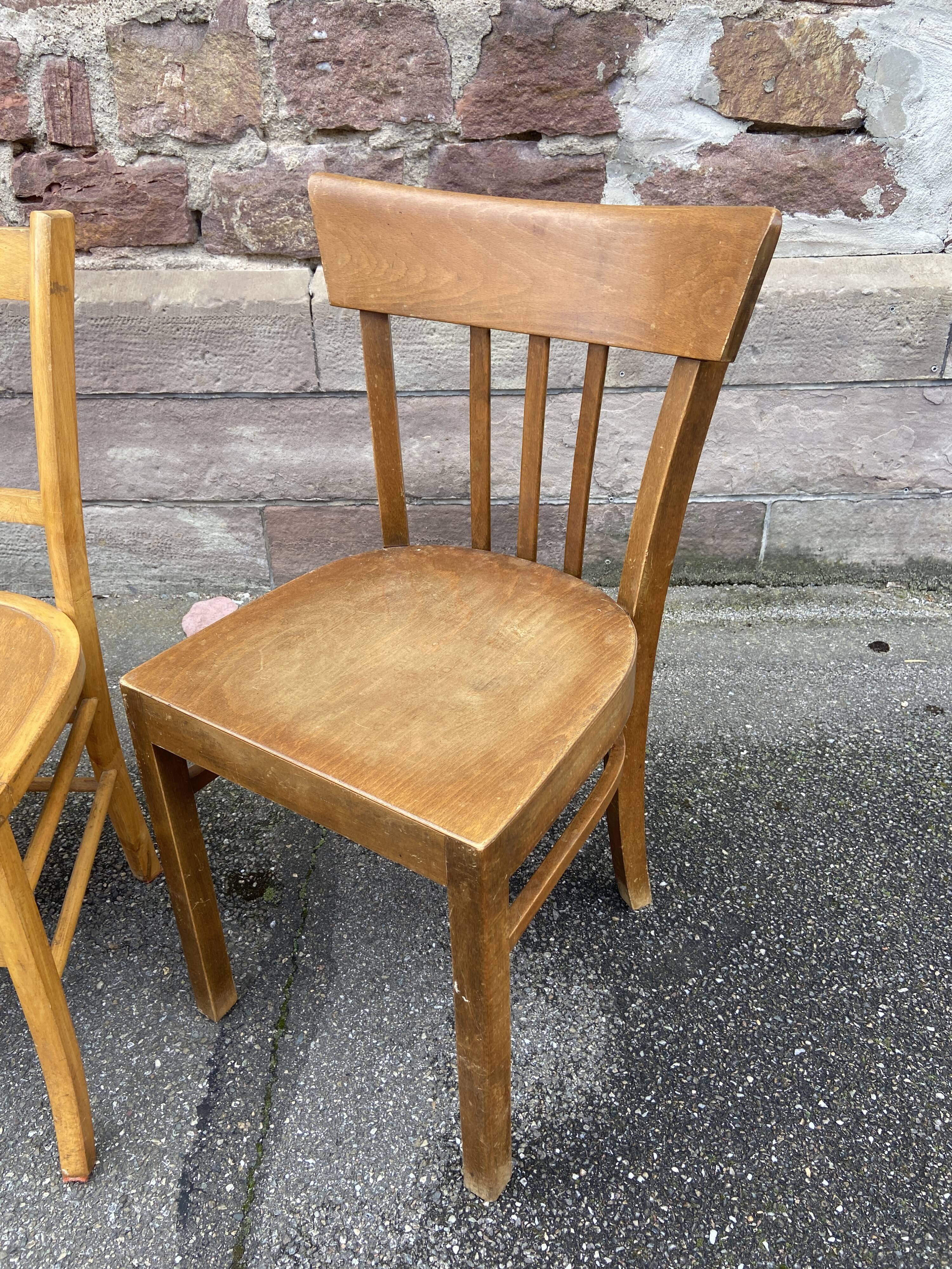 Lot 4 Bistro chairs mismatched wood curved Brasserie