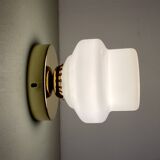 Vintage globe wall lamp in white opaline