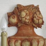 Rare Large Pair of French Terracotta Urn Fruit Basket Double Wall Lights