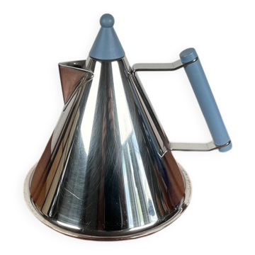 Bouilloire allemande postmoderne en acier inoxydable de Fissler, années 1980