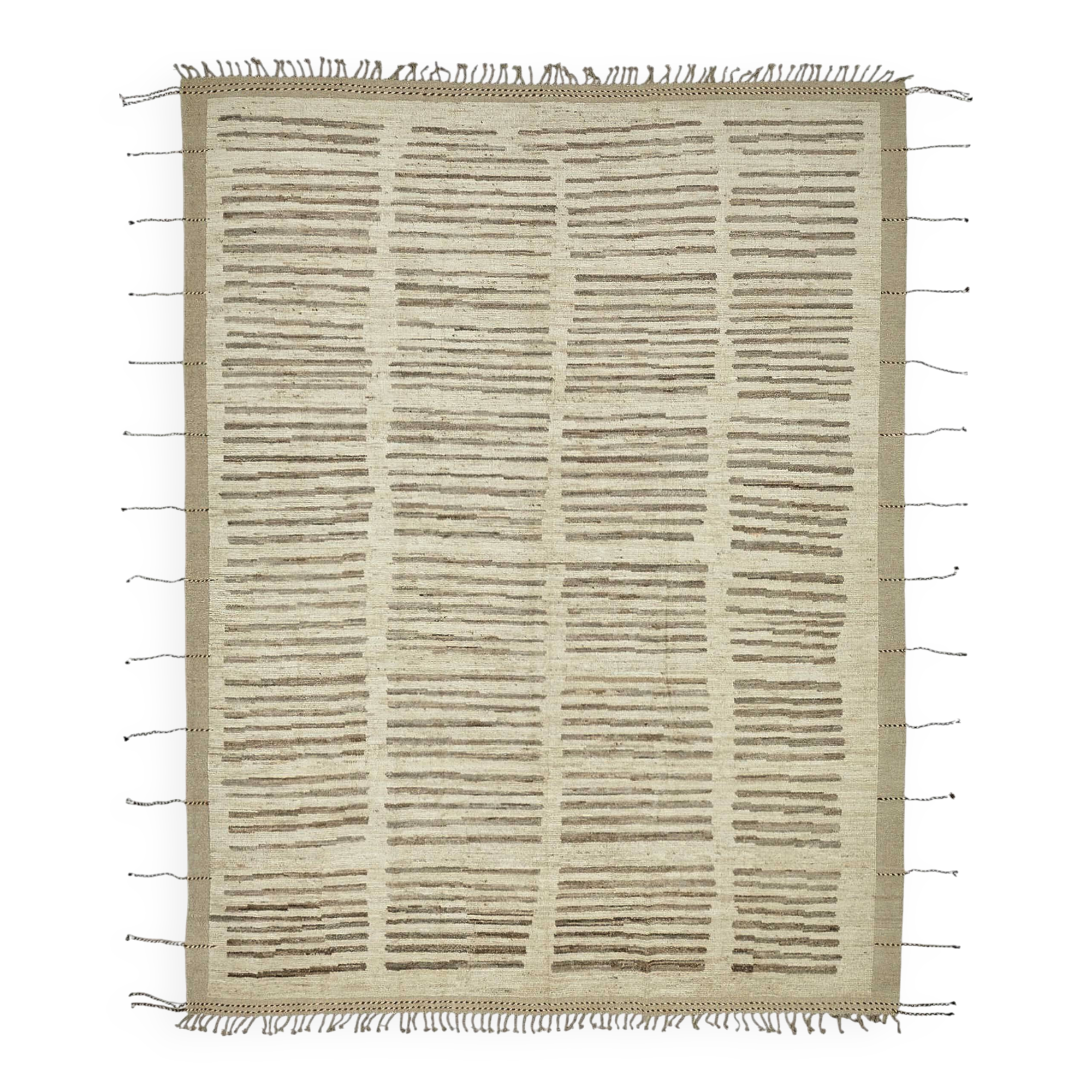 Handwoven Turkish Rustic 276 cm x 358 cm Beige Wool Carpet