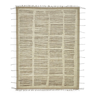 Handwoven Turkish Rustic 276 cm x 358 cm Beige Wool Carpet