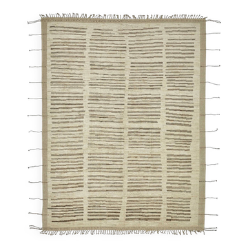Handwoven Turkish Rustic 276 cm x 358 cm Beige Wool Carpet